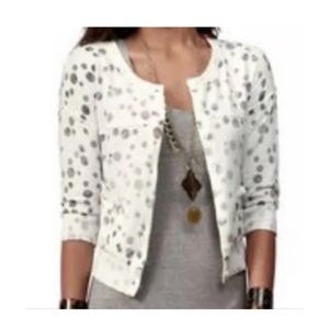 Cabi Women's White Black Polka Dot Button Front Cardigan Lightweight Size XS